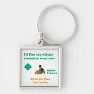 St Patrick's Day Shamrock Best Cat Dad Humour Keychain