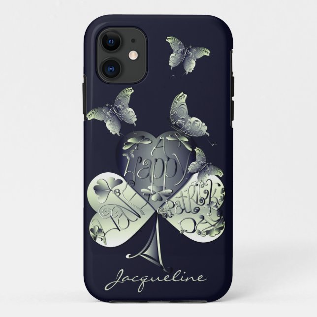 St. Patrick's Day Shamrock Butterflies Case-Mate iPhone Case (Back)