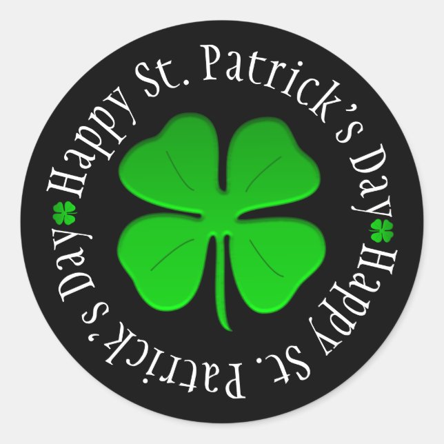 St. Patrick's Day Shamrock Classic Round Sticker (Front)