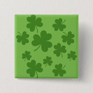St Patrick's Day Shamrock Clover Pattern 2 Inch Square Button