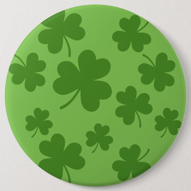 St Patrick's Day Shamrock Clover Pattern 6 Inch Round Button (Front)