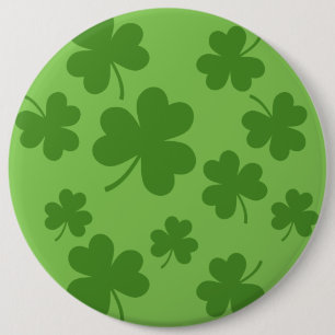 St Patrick's Day Shamrock Clover Pattern 6 Inch Round Button