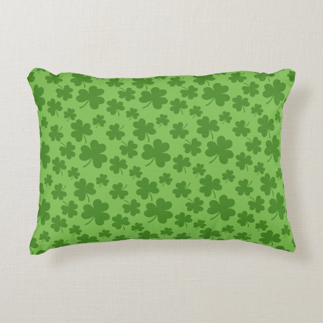St Patrick's Day Shamrock Clover Pattern Accent Pillow (Front)