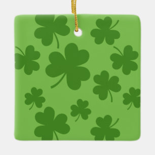 St Patrick's Day Shamrock Clover Pattern Ceramic Ornament