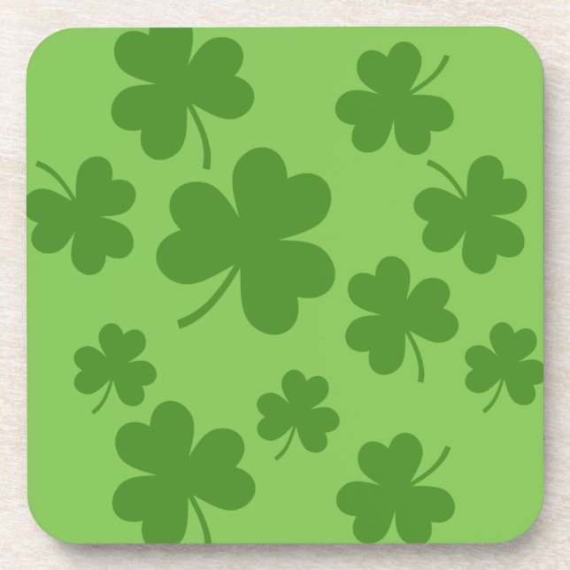 St Patrick's Day Shamrock Clover Pattern Coaster (Front)