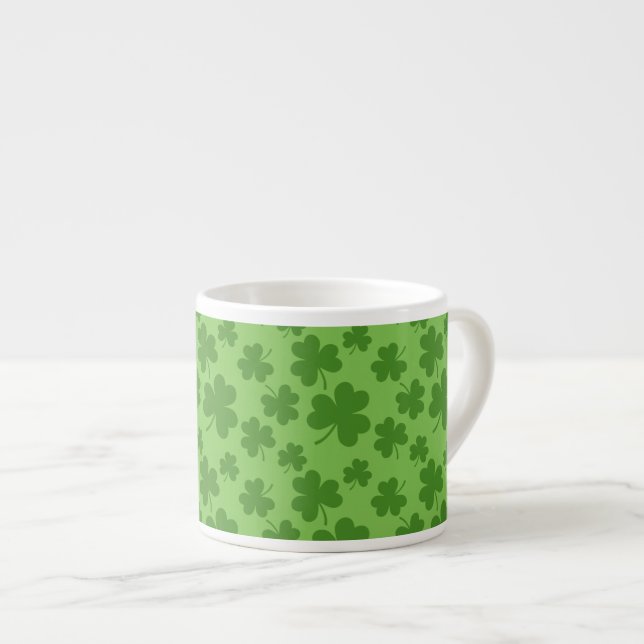 St Patrick's Day Shamrock Clover Pattern Espresso Cup (Front Right)