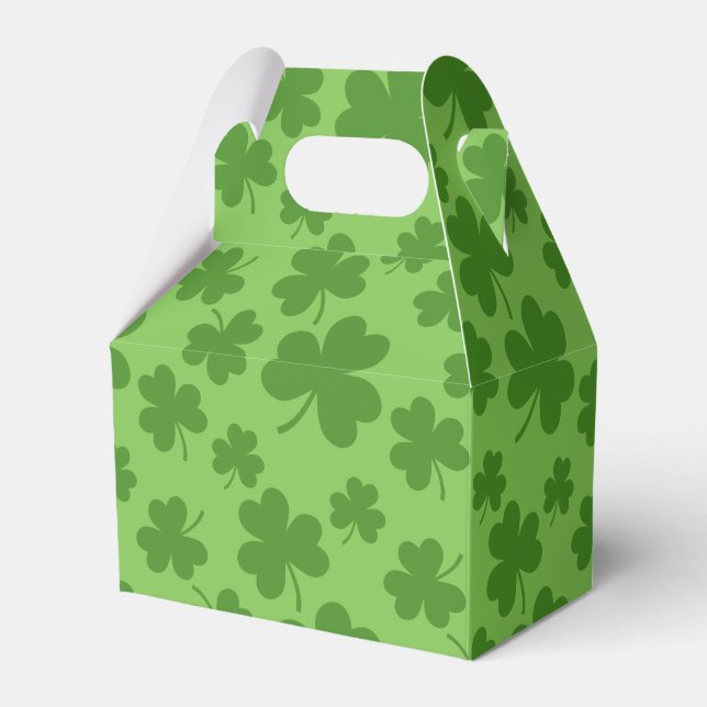 St Patrick's Day Shamrock Clover Pattern Favor Box (Front Side)