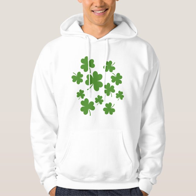 St Patrick's Day Shamrock Clover Pattern Hoodie (Front)