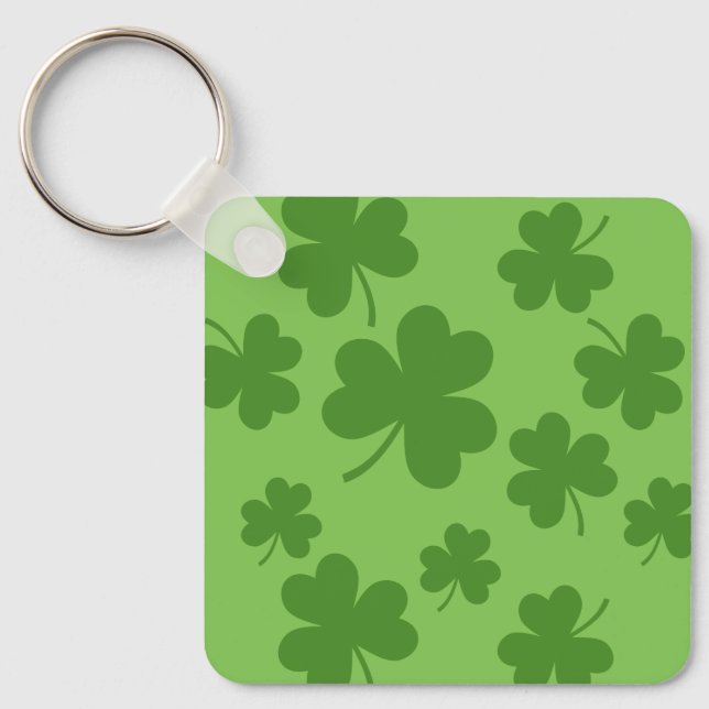 St Patrick's Day Shamrock Clover Pattern Keychain (Front)
