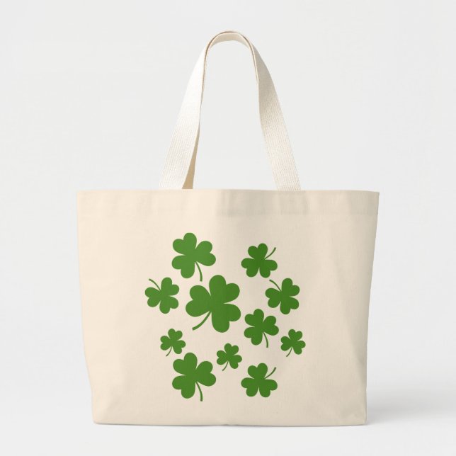 St Patrick's Day Shamrock Clover Pattern Large Tote Bag (Front)