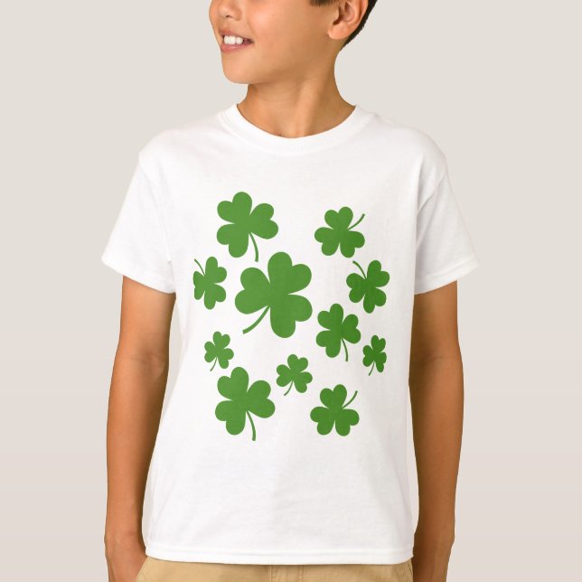 St Patrick's Day Shamrock Clover Pattern T-Shirt (Front)