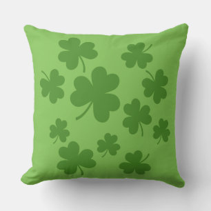 St Patrick's Day Shamrock Clover Pattern Throw Pillow