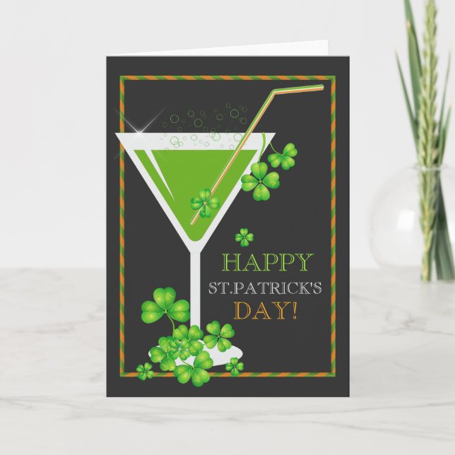 St.Patricks Day Shamrock Cocktail Carte de voeux (Devant)