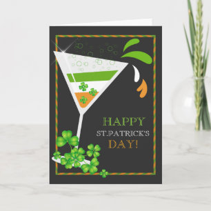 St.Patricks Day Shamrock Cocktail  Greeting Card