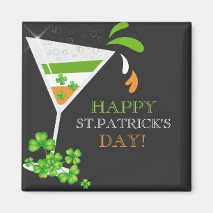 St.Patricks Day Shamrock Cocktail Magnet