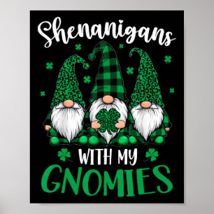 St Patricks Day Shamrock Cute Gnomes Irish Women K Poster