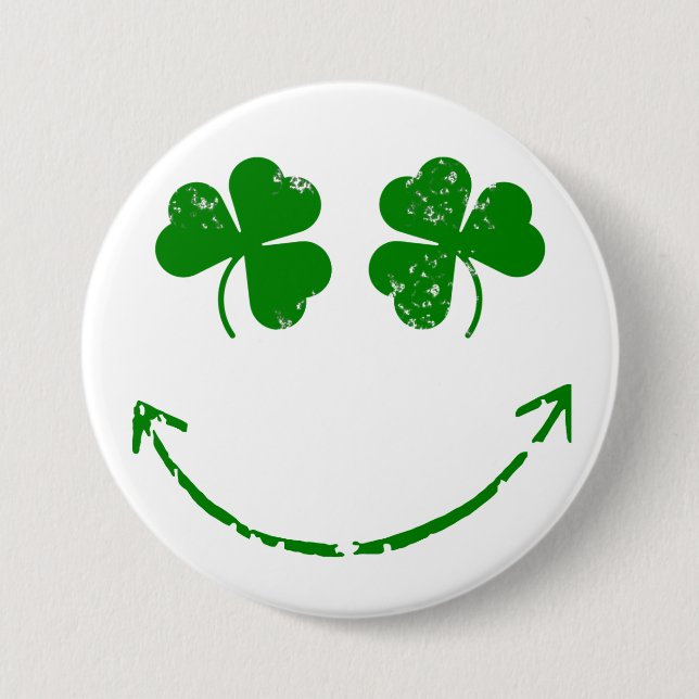 St Patrick's Day Shamrock face humour 3 Inch Round Button (Front)