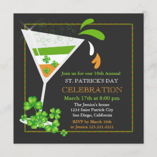 St. Patricks Day Shamrock Flag Cocktail Invitation