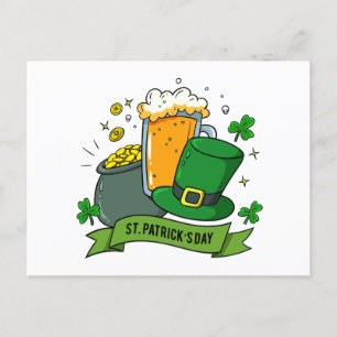 St Patricks Day Shamrock Gold Beer Hat   Holidays Holiday Postcard