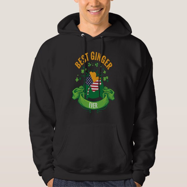 St Patricks Day Shamrock Green Proud Party Joke Hoodie (Front)