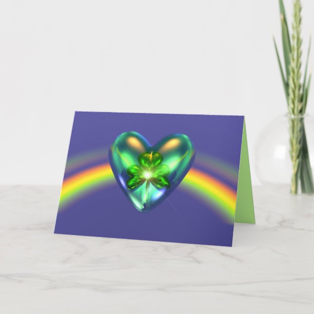 St. Patricks Day Shamrock Heart Card (Front)