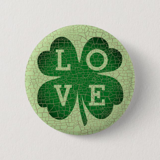 St Patrick's Day Shamrock Love 2 Inch Round Button (Front)