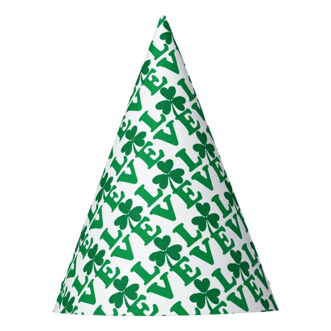 St. Patrick's Day Shamrock Love Party Hat (Front)