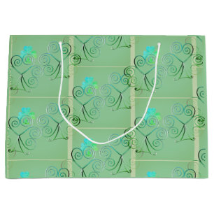 St Patrick's Day Shamrock Misty Green Large Gift Bag