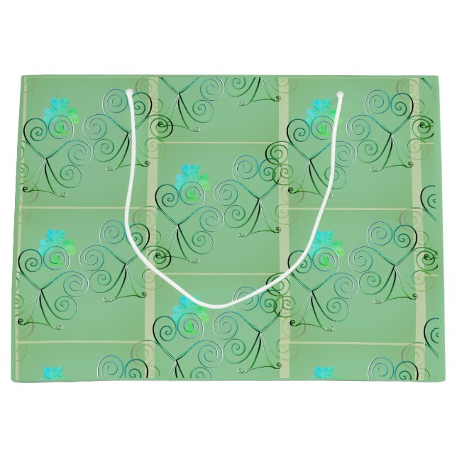  St Patrick's Day Shamrock Misty Green Large Gift Bag (Front)