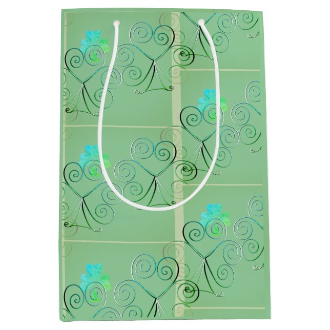  St Patrick's Day Shamrock Misty Green Medium Gift Bag (Front)
