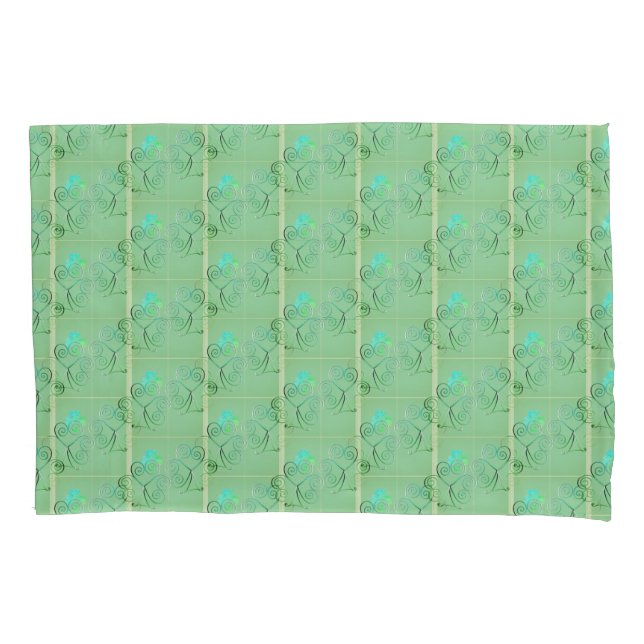 St. Patrick's Day Shamrock Misty Green Pillowcase (Front)