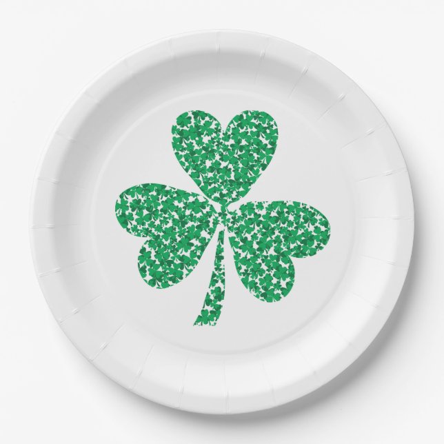 St Patricks Day Shamrock Paper Plate (Front)