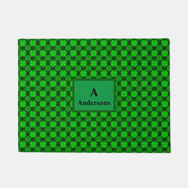 St. Patrick's Day Shamrock Pattern Doormat (Front)