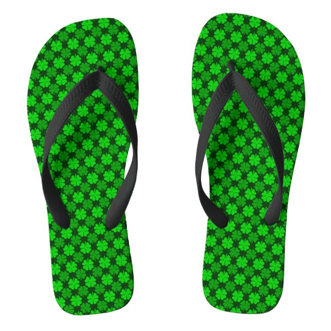 St. Patrick's Day Shamrock Pattern Flip Flops (Footbed)