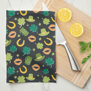 St. Patrick's Day Shamrock Pattern Kitchen Towel
