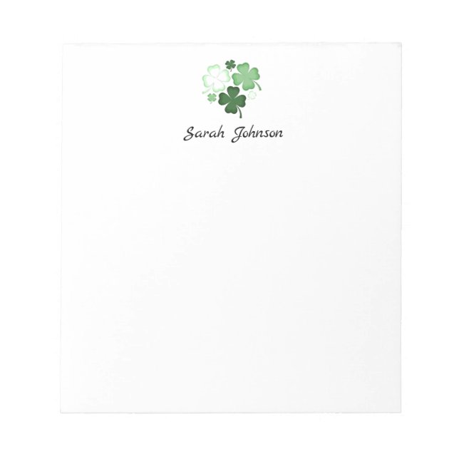St. Patrick's Day Shamrock Personalized Notepad (Front)