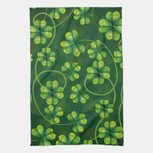 St. Patrick's Day Shamrock Plaid Kitchen Towel