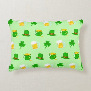 St. Patrick's Day Shamrock Pot of Gold Celtic Knot Accent Pillow