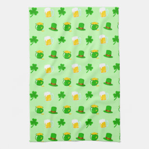 St. Patrick's Day Shamrock Pot of Gold Celtic Knot Kitchen Towel
