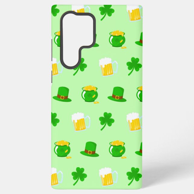 St. Patrick's Day Shamrock Pot of Gold Celtic Knot Samsung Galaxy S22 Ultra Case (Back)