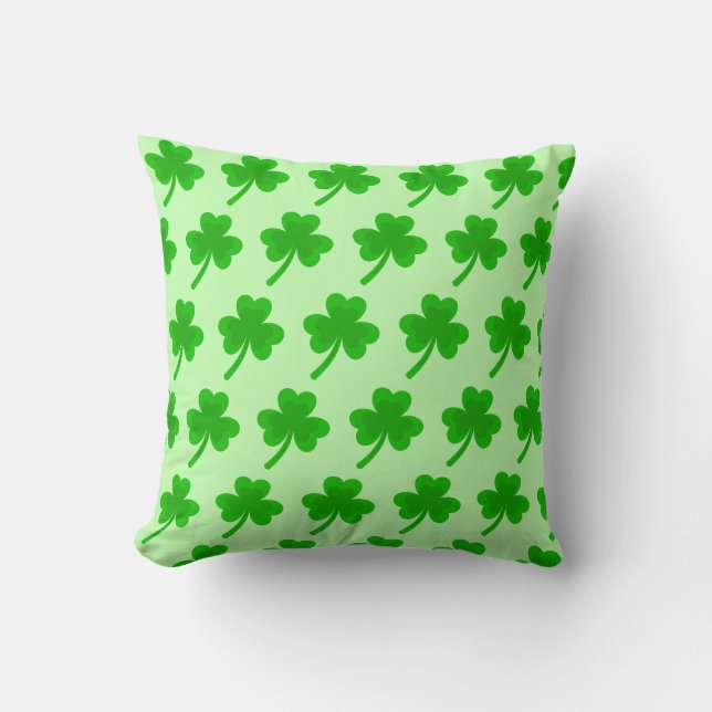 St. Patrick's Day Shamrock Pot of Gold Celtic Knot Throw Pillow (Front)