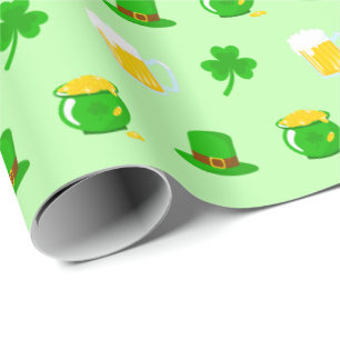 St. Patrick's Day Shamrock Pot of Gold Celtic Knot Wrapping Paper
