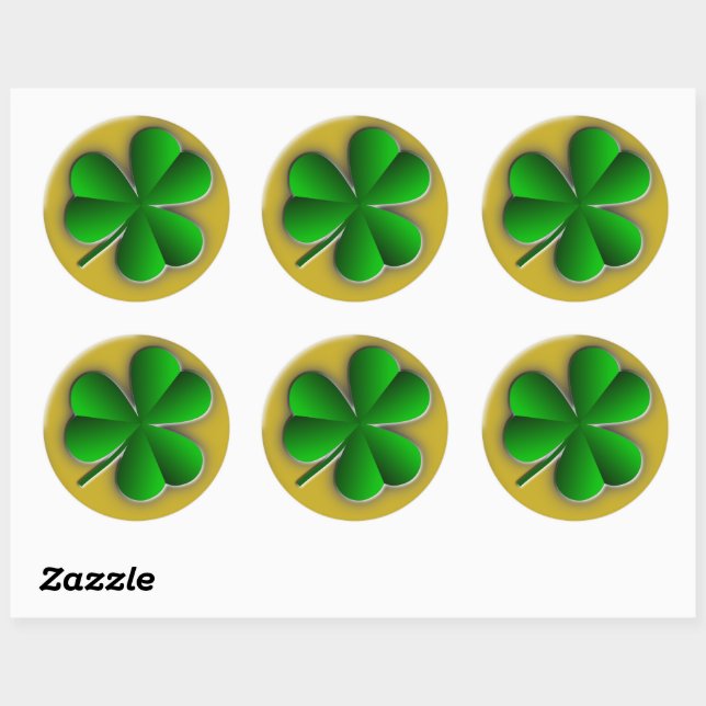 St Patricks Day Shamrock Round Stickers (Sheet)