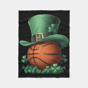 St Patricks Day Shamrock Sketll Leprechaun Men Boy Fleece Blanket