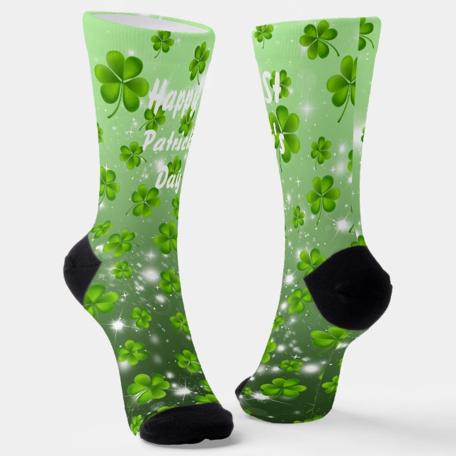 St. Patrick's Day Shamrock Socks (Angled)