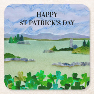 St Patrick's Day Shamrock  Square Paper Coaster
