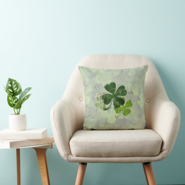 St. Patrick's Day Shamrock Throw Pillow (Chair)