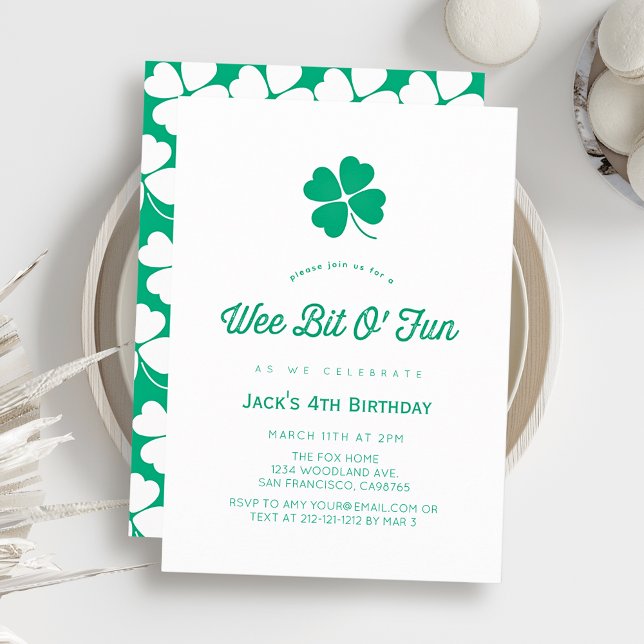 St. Patrick's Day Shamrock White Boy Birthday Invitation (Creator Uploaded)
