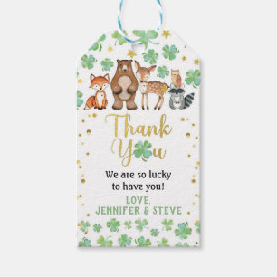 St Patrick's Day Shamrock Woodland Animals Party Gift Tags
