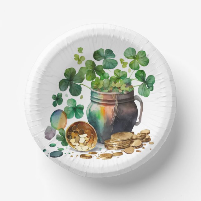 St. Patrick's Day Shamrocks and Coins Paper Plate (Front)